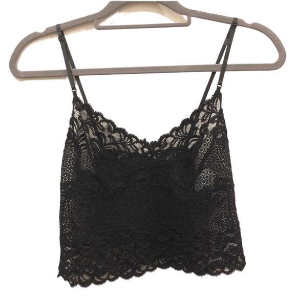 Hanky Panky Black Mesh Lace Crop Cami Size Medium - Picture 7 of 9